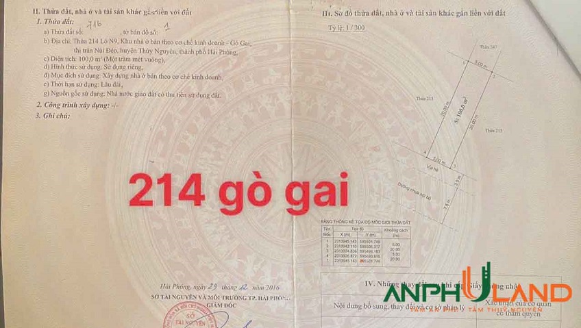 Còn duy nhất một lô đất khu đô thị Gò Gai, Phường Thủy Nguyên ( TT Núi Đèo), TP Hải Phòng