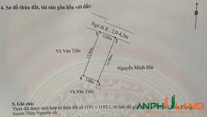 Bán lô đất siêu đẹp ngay Chung cư Bính, phường Thuỷ Nguyên (Hoa Động), TP Hải Phòng