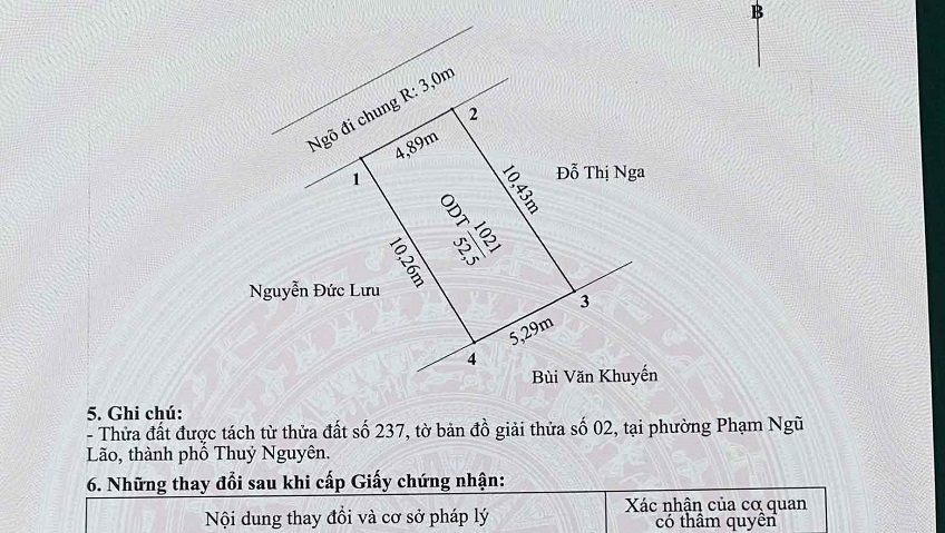 Bán lô đất giá công nhân tại Khuông Lư, Phường Bạch Đằng ( xã Ngũ Lão), TP Hải Phòng