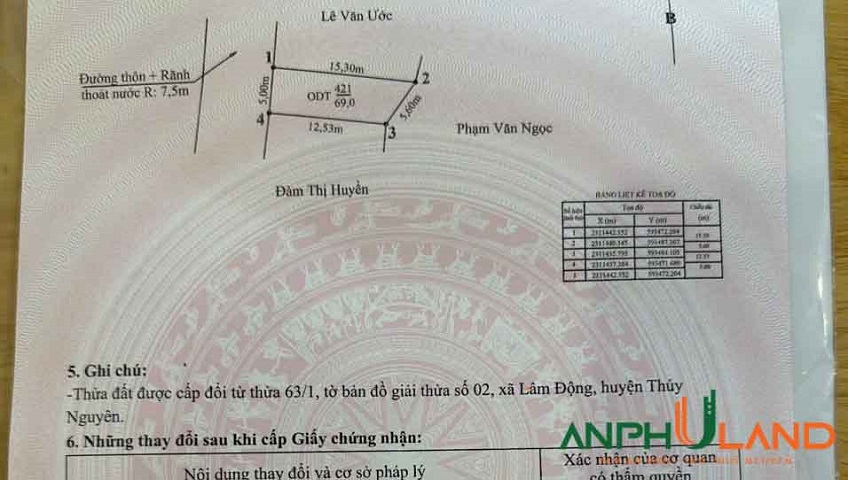 Chính chủ gửi bán lô đất TDP Đông, Phường Thiên Hương ( xã Lâm Động), TP Hải Phòng