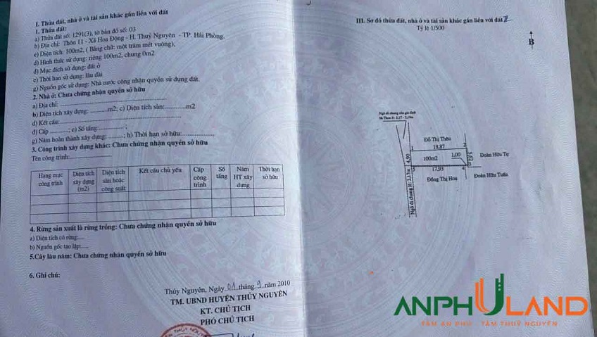 Cần bán lô đất vị trí cực đẹp tại Phường Thủy Nguyên ( xã Hoa Động), TP Hải Phòng