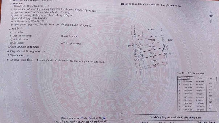 Cần bán 2 lô đất thổ cư tại Cộng Hòa, Phường Hiệp Hòa mới, Quảng Yên, Quảng Ninh