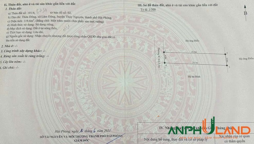 Bán lô đất trục chính TDP Đông, phường Thiên Hương (Lâm Động), TP Hải Phòng