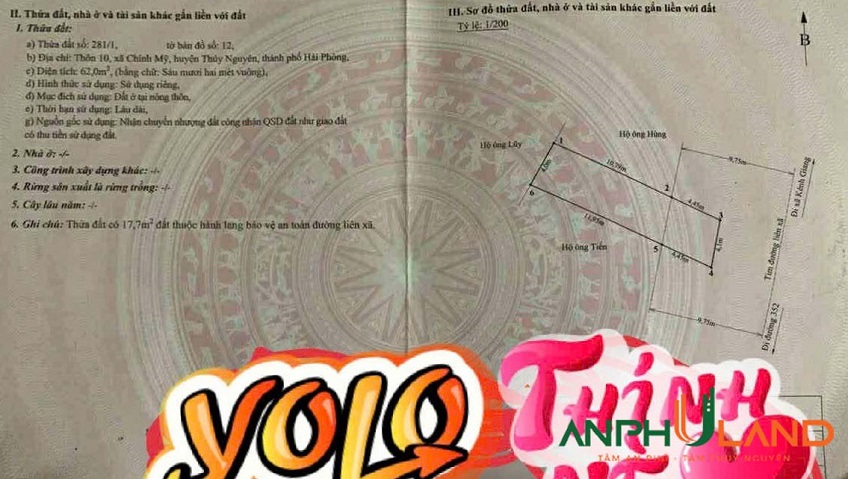 Bán 1 lô đẹp trục đường liên TDP tại phường Lê Ích Mộc (Chính Mỹ), TP Hải Phòng