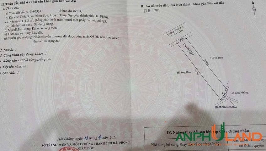 Chính chủ gửi bán lô đất 111,3m² tại phường Lưu Kiếm (Đông Sơn), TP Hải Phòng 