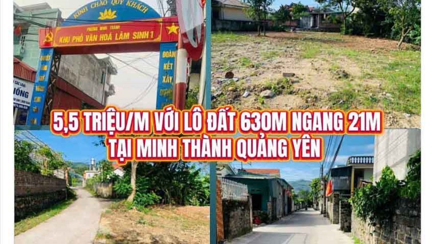  Bán lô đất 630 m2 tại Minh Thành, Phường Đông Mai, Quảng Yên, Quảng Ninh