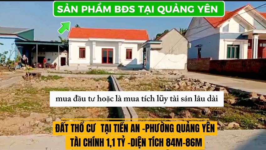 Cần bán 2 lô đất thổ cư trung tâm Tiền An, Quảng Yên, Quảng Ninh