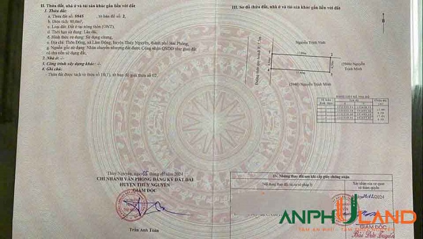 Chính chủ gửi bán lô đất phường Thiên Hương ( xã Lâm Động), TP Hải Phòng