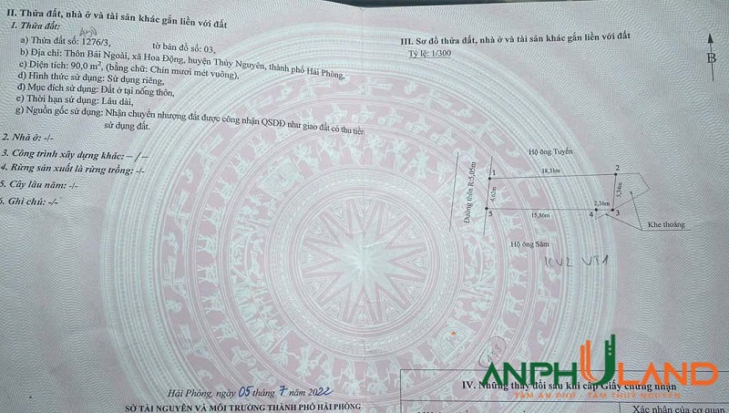 Bán lô đất siêu phẩm tại phường Thuỷ Nguyên (Hoa Động), TP Hải Phòng