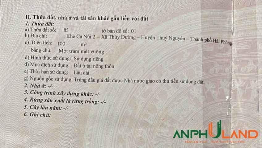  Bán siêu phẩm đầu tư trung tâm Núi 2, Phường Thủy Nguyên ( xã Thủy Đường), TP Hải Phòng