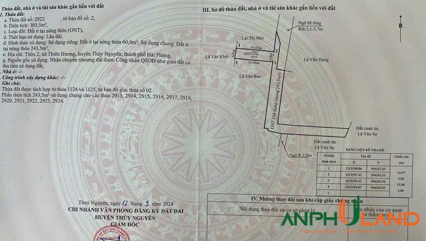 Bán lô đất tại TDP 2, phường Thiên Hương, TP Hải Phòng