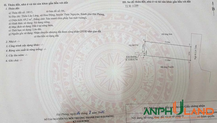 Chính chủ gửi bán lô đất siêu đẹp trục trải nhựa phường Thiên Hương, TP Hải Phòng