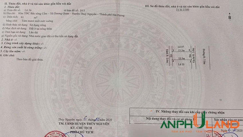 Bán vài lô khu D TĐC Bắc Sông Cấm, phường Thuỷ Nguyên, TP Hải Phòng