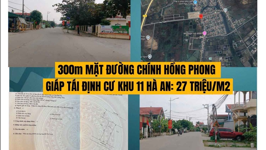 Cần bán lô đất 300m2 mặt đường chính Hồng Phong, Phường Hà An, Quảng Yên, Quảng Ninh