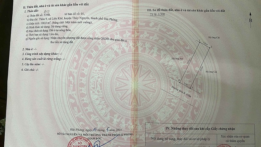 Cần bán lô đất đẹp phường Lưu Kiếm ( xã Liên Khê), TP Hải Phòng