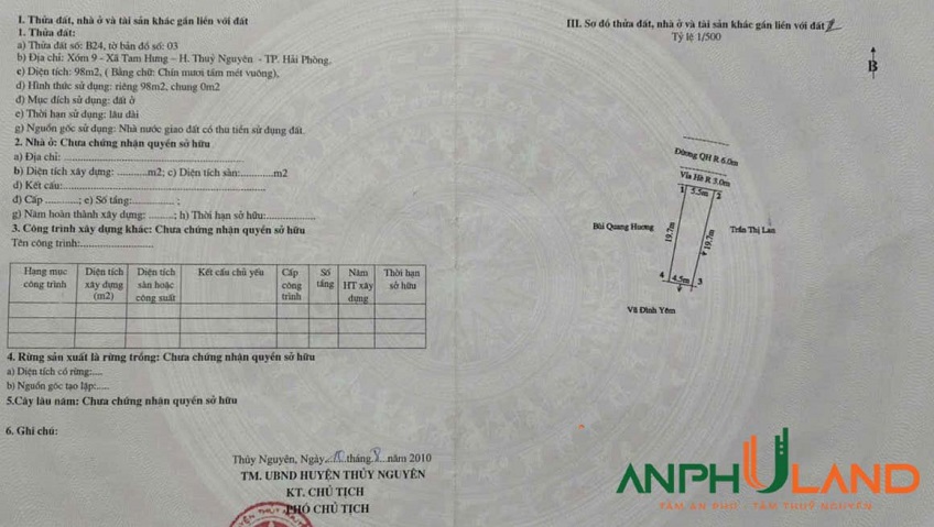 Bán lô đất giá rẻ nhất khu tại phường Nam Triệu (Tam Hưng), TP Hải Phòng