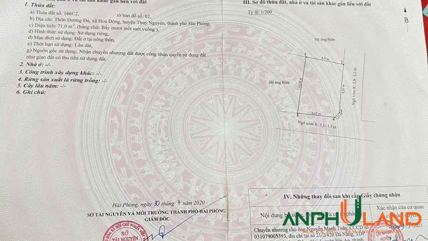 Cần bán lô góc 2 ô tô tránh nhau phường Thủy Nguyên ( xã Hoa Động), TP Hải Phòng