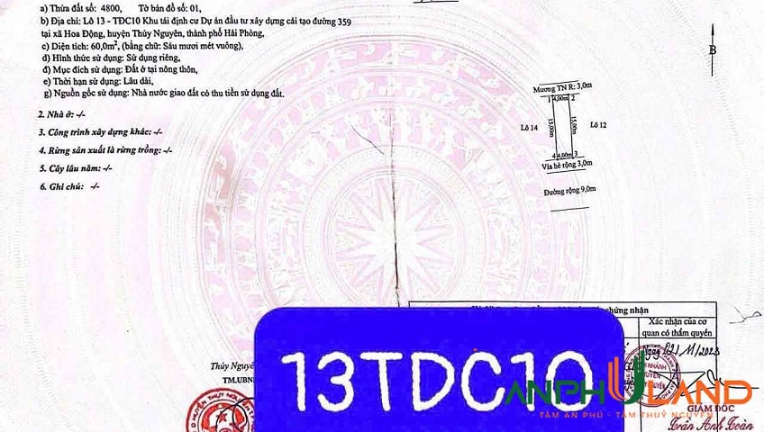Cần bán lô đất TĐC Phường Thủy Nguyên ( xã Hoa Động), TP Hải Phòng