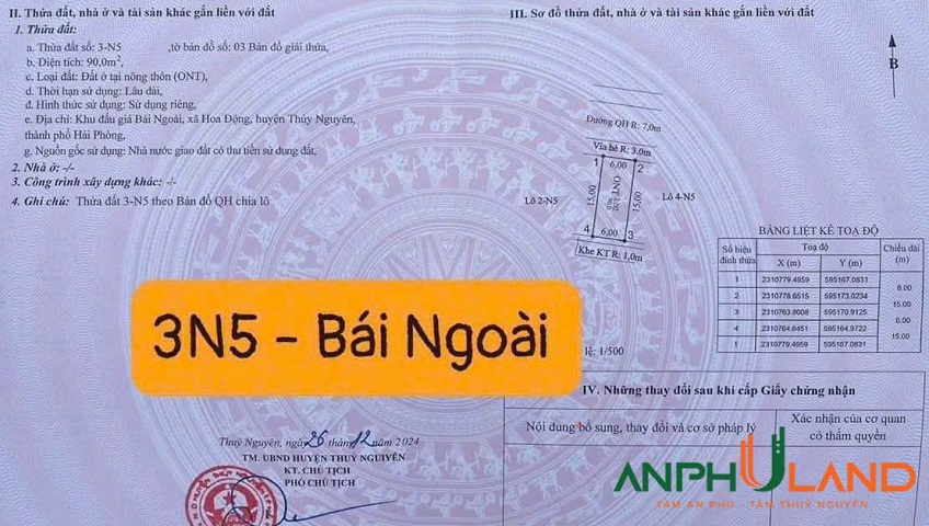 Bán lô đất siêu phẩm khu đấu giá Bái Ngoài, phường Thuỷ Nguyên, TP Hải Phòng