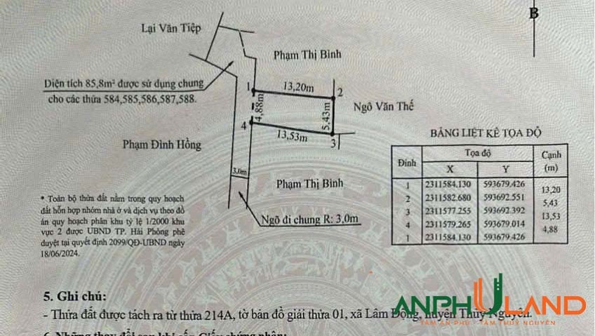 Bán lô đất đẹp tại TDP Đông, phường Thiên Hương (Lâm Động), TP Hải Phòng