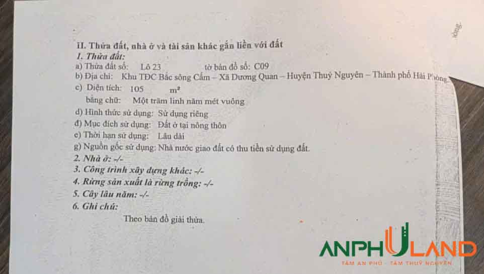 Chính chủ bán gấp lô đất giá rẻ tại khu C TĐC Bắc Sông Cấm, Phường Thủy Nguyên, TP Hải Phòng