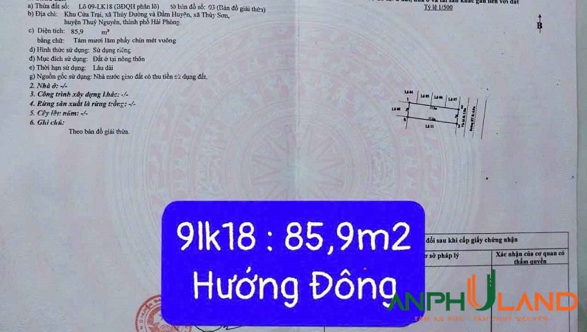 Chỉ 4.4 tỷ đã sở hữu ngay 1 lô đấu giá Cửa Trại, Phường Thủy Nguyên, TP Hải Phòng