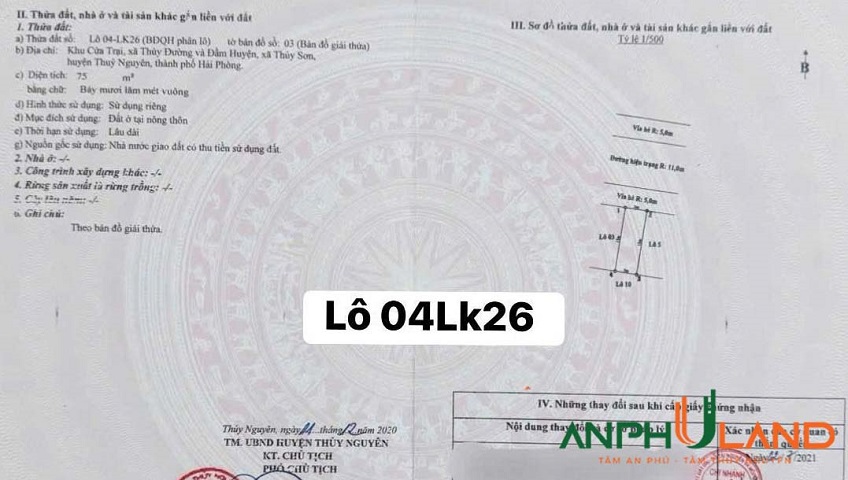 Chỉ 5,xx tỷ đã sở hữu ngay 1 lô đấu giá Cửa Trại, phường Thuỷ Nguyên, TP Hải Phòng