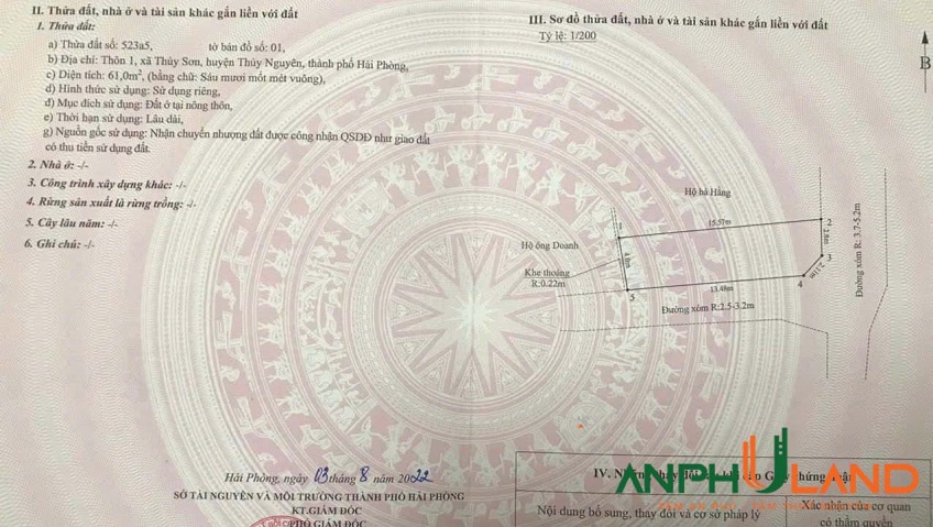 Chính chủ gửi bán lô góc đẹp tại TDP 1, phường Thuỷ Nguyên (Thủy Sơn), TP Hải Phòng