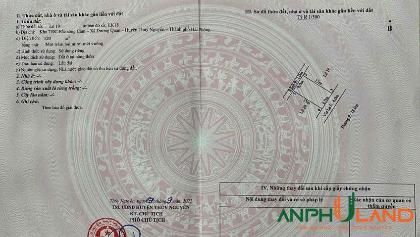 Cần bán lô đất TĐC Áp Tràn, Phường Thủy Nguyên, TP Hải Phòng