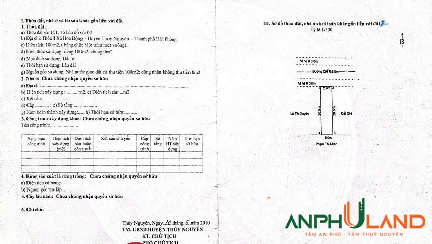 Chào bán lô 101 chung cư Huê,  Phường Thủy Nguyên, TP Hải Phòng