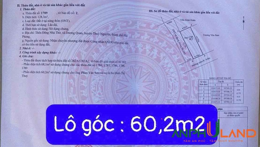 Cần bán 2 siêu phẩm lô góc tại Phường Thủy Nguyên ( xã Dương Quan), TP Hải Phòng