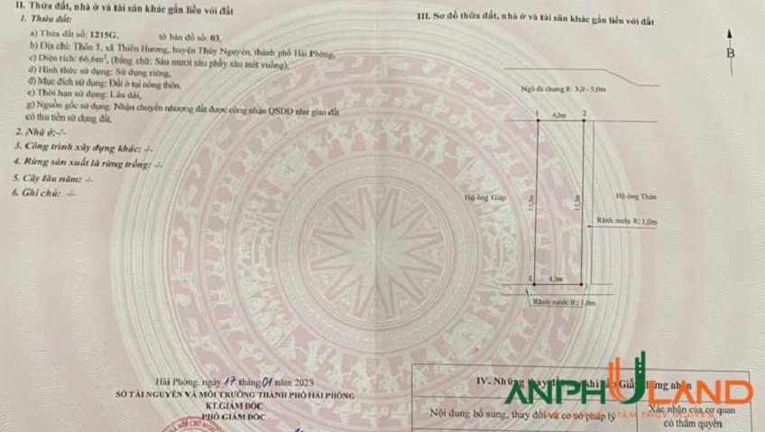 Bán lô đất 66,6m² - Cạnh KCN Nam Cầu Kiền tại phường Thiên Hương, TP Hải Phòng