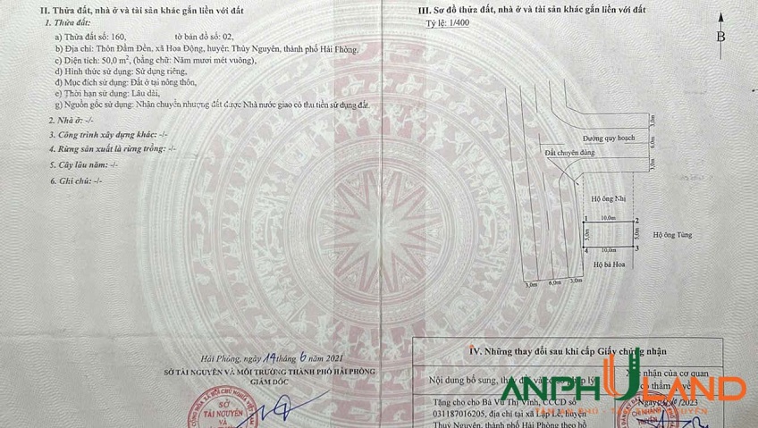 Bán lô đất mặt đường phường Thuỷ Nguyên (Hoa Động), TP Hải Phòng