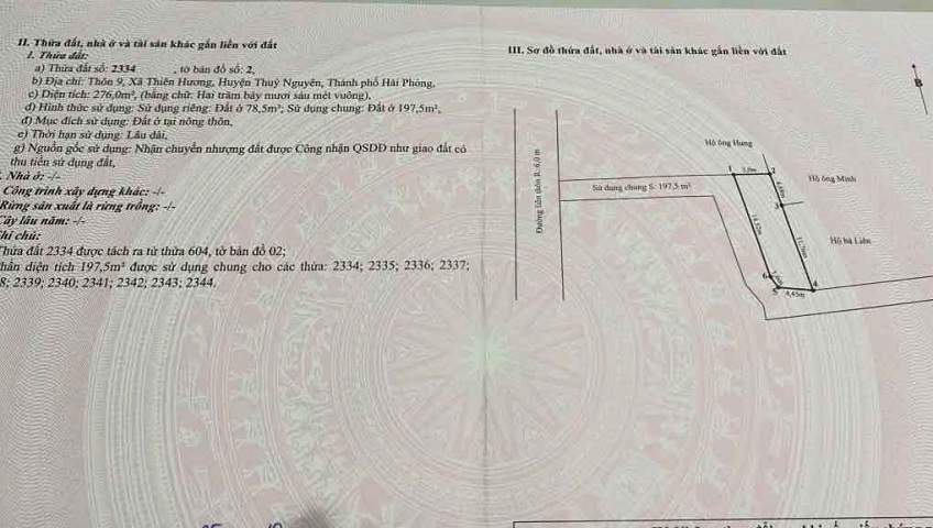 Chính chủ cần bán gấp lô đất trung tâm phường Thiên Hương, TP Hải Phòng