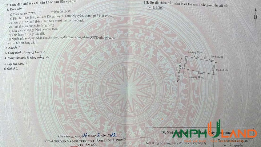 Bán lô đất 62m² trung tâm phường Thiên Hương (Lâm Động), TP Hải Phòng