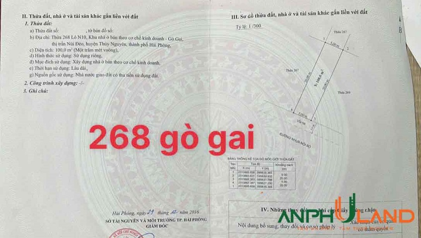 Cần bán nhanh 2 lô dự án Gò Gai, Phường Thủy Nguyên, TP Hải Phòng