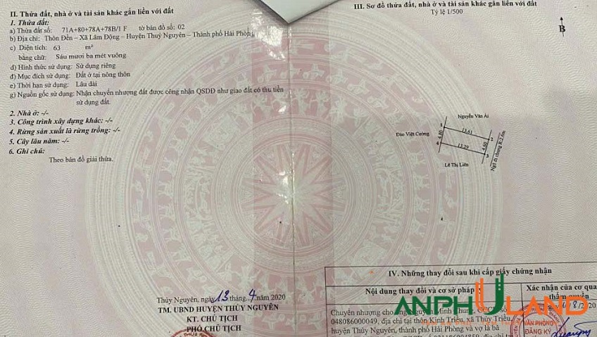 Bán lô đất tại TDP Đền, phường Thiên Hương (Lâm Động), TP Hải Phòng