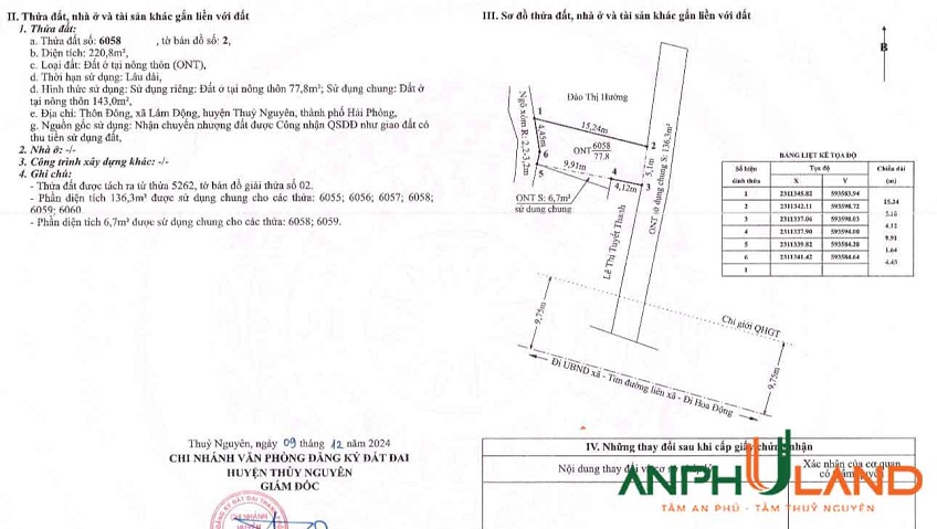 Cần bán lô đất Phường Thiên Hương ( xã Lâm Động), TP Hải Phòng