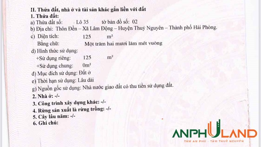 Bán đất tại bến đò Lâm, Phường Thiên Hương ( xã Lâm Động), TP Hải Phòng