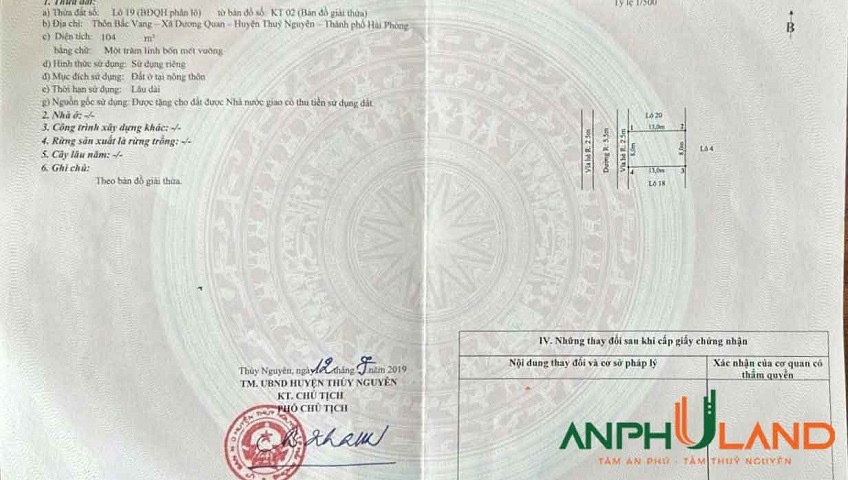 Cần bán đất TĐC TDP Bấc Vang, Phường Thủy Nguyên ( xã Dương Quan), TP Hải Phòng