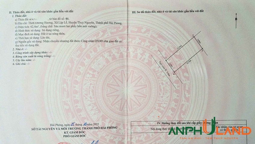 Cần bán 02 lô đất đường Hương, Phường Nam Triệu ( xã Lập Lễ), TP Hải Phòng