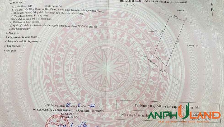 Cần bán lô đất hàng hiếm tại TDP Đồng Quán, Phường Thủy Nguyên, TP Hải Phòng