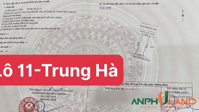 Bán lô 11 khu đấu giá Trung Hà, phường Hoà Bình, TP Hải Phòng