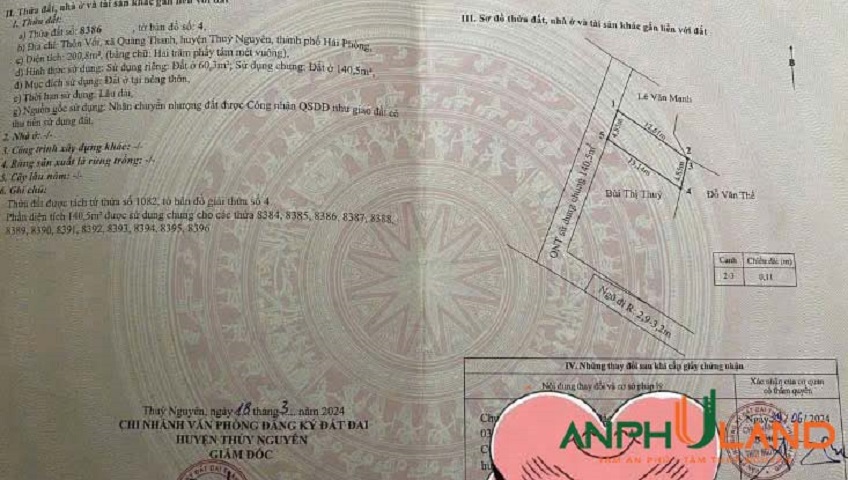 Em gái gửi bán lô đất đẹp tại phường Lê Ích Mộc (Quảng Thanh), TP Hải Phòng