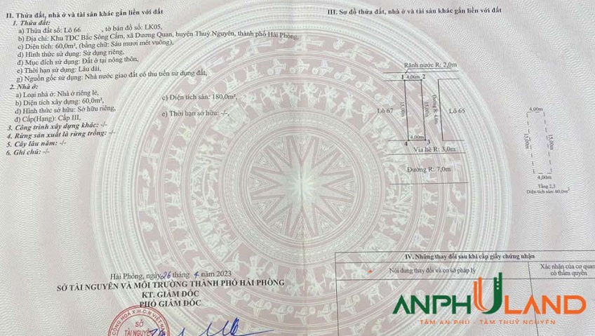 Cần bán nhà 3 tầng lô 66 TĐC 05 khu Áp Tràn, phường Thuỷ Nguyên, TP Hải Phòng