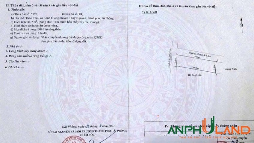 Bán lô góc phường Lưu Kiếm (Kênh Giang), TP Hải Phòng