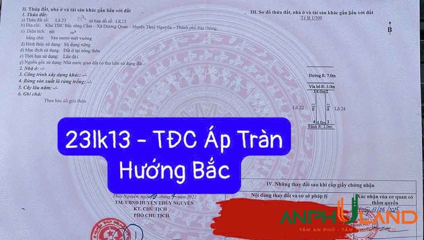 Cần bán lô đất dãy LK3 TĐC Áp Tràn tại Phường Thủy Nguyên ( xã Dương Quan), TP Hải Phòng