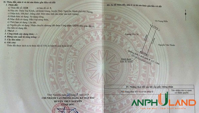 Chính chủ gửi bán lô đất gần quốc lộ 10 phường Lưu Kiếm (Kênh Giang), TP Hải Phòng