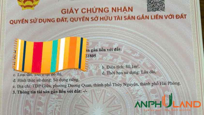 Cần tiền chuyển nhượng gấp lô đất siêu đẹp tại mặt đường Phường Thủy Nguyên, TP Hải Phòng
