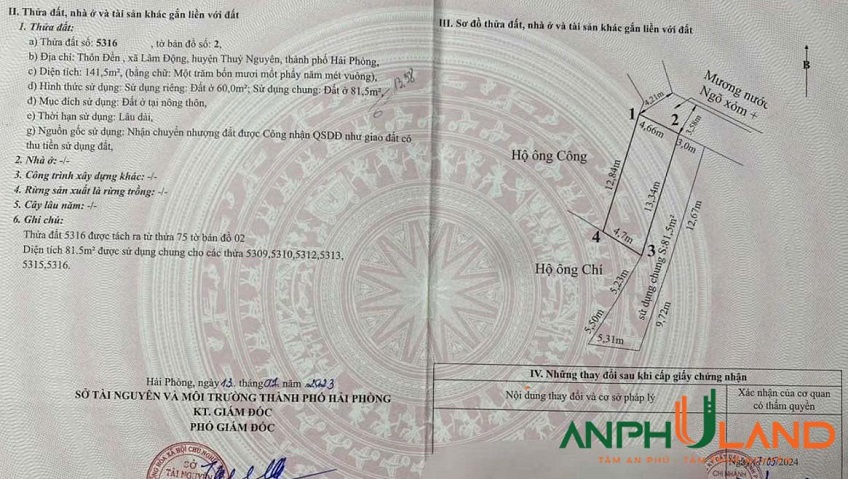 Chính chủ gửi bán nhanh lô góc phường Thiên Hương (Lâm Động), TP Hải Phòng